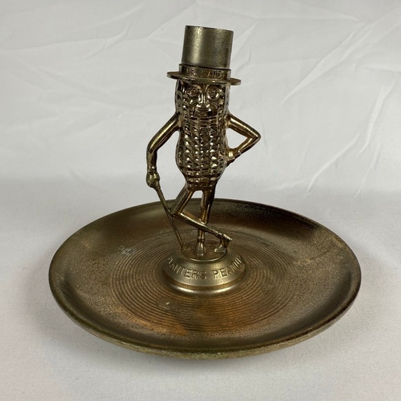 Vintage Mr. Peanut Planters Ashtray Advertising Collectible Brass Tone - Picture 1 of 15